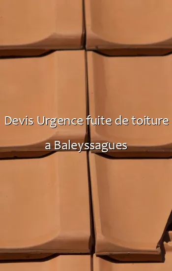 Devis Urgence fuite de toiture a Baleyssagues