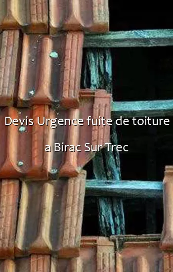 Devis Urgence fuite de toiture a Birac Sur Trec