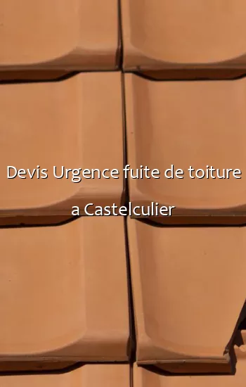 Devis Urgence fuite de toiture a Castelculier