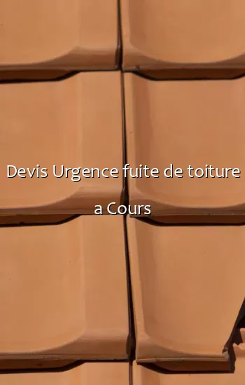 Devis Urgence fuite de toiture a Cours