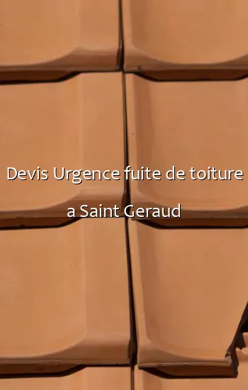 Devis Urgence fuite de toiture a Saint Geraud